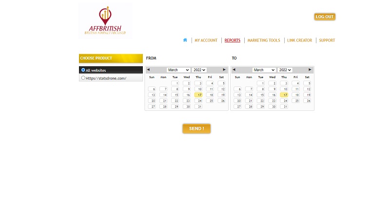 AffBritish backend by EGO affiliate program software