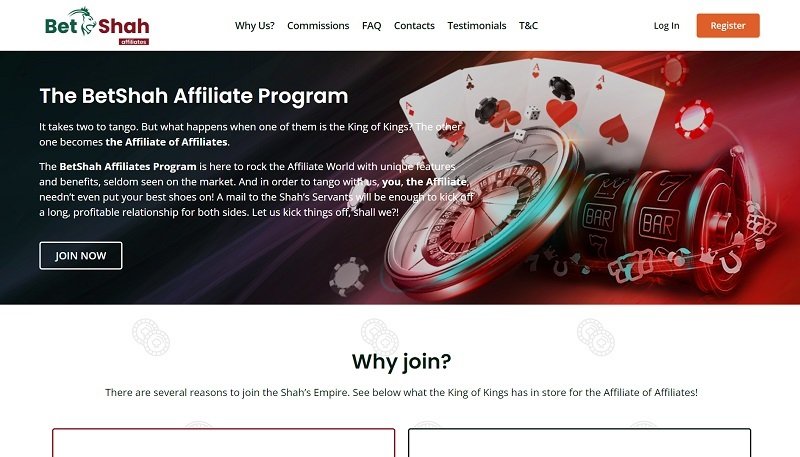 BetShah Affiliates website & screenshot
