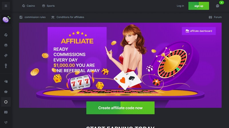 BC.Game Affiliate website & screenshot