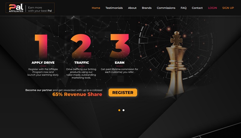 Pal Affiliates website & screenshot