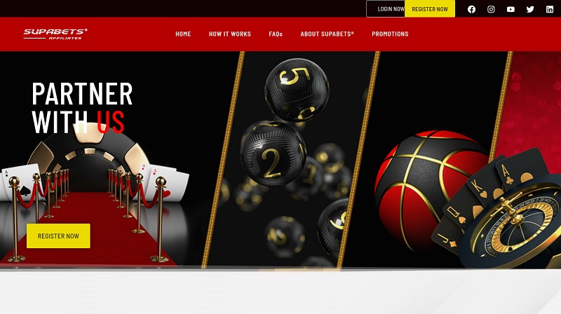 Supabets Affiliates website & screenshot