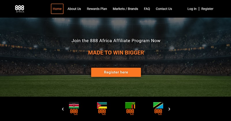 888 Africa Affiliates website & screenshot