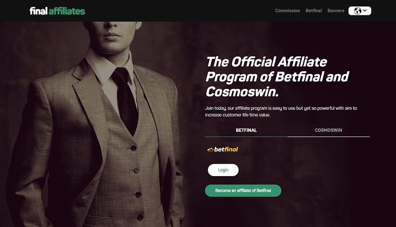 Final Affiliates (Betfinal/Cosmowin) website & screenshot