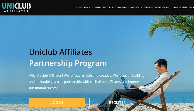 Uniclub Affiliates website & screenshot