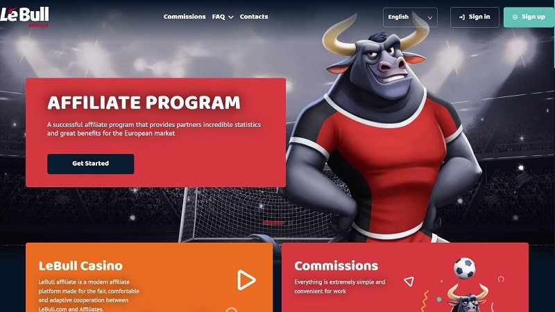 LeBull Affiliates website & screenshot