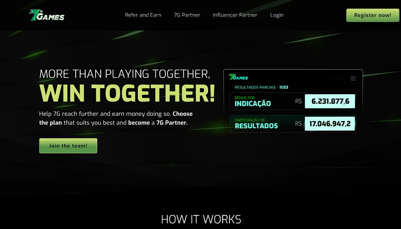 7Games Affiliates website & screenshot