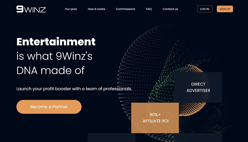 9Winz Affiliates website & screenshot