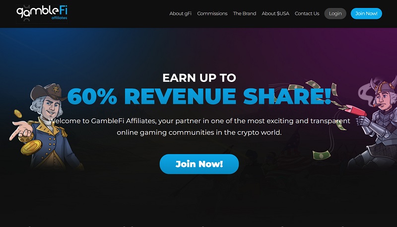 GambleFi Affiliates website & screenshot