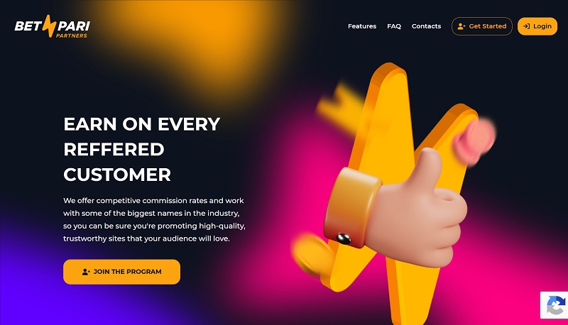 BetPari Partners website & screenshot