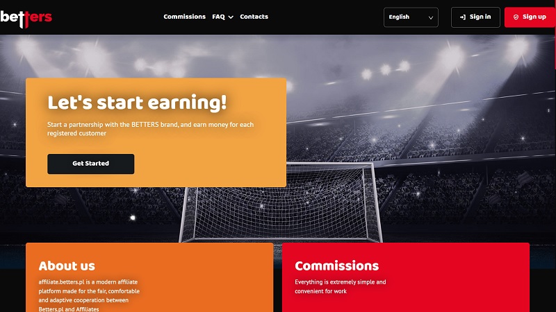 Betters.PL Affiliates website & screenshot
