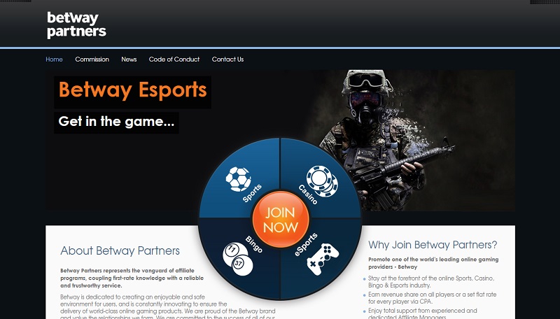 Betway Partners website & screenshot