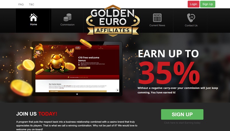 Golden Euro Affiliates website & screenshot