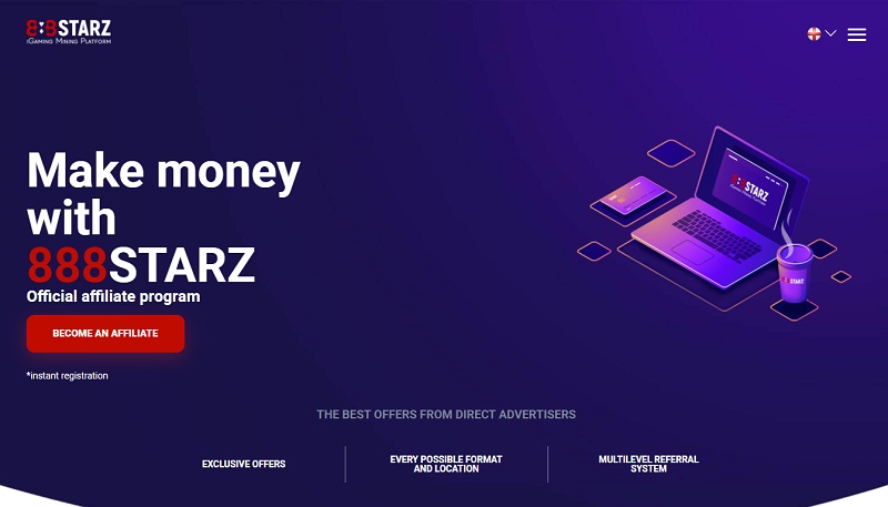 888STARZ Partners website & screenshot